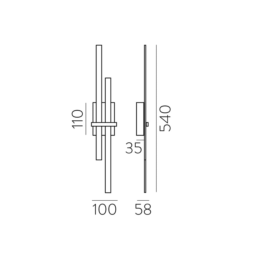 ACB Shadow Aplique 16/3796-54 Negro Texturado, LED 2x6W 760lm, CRI90 , LED integrado, Kelvin 2700K-3000K Slide Switch A3796170N