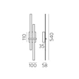 ACB Shadow Aplique 16/3796-54 Oro Tecnico, LED 2x6W 760lm, CRI90 , LED integrado, Kelvin 2700K-3000K Slide Switch A3796170O