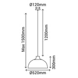 Sulion Tan Lámpara de techo de bambú con cable turquesa 1xE27 52cm - TAN 201204