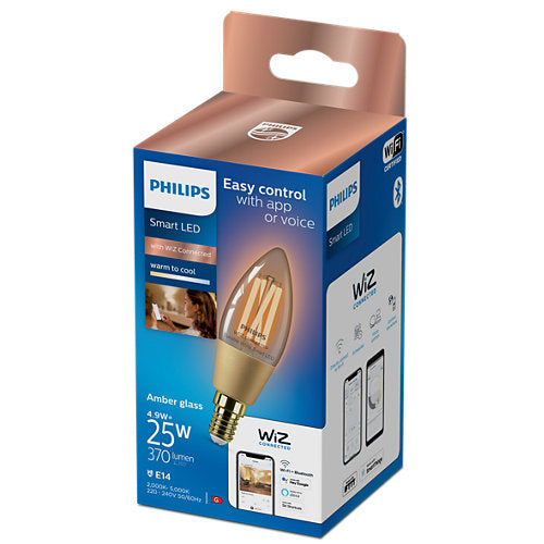 Philips Bombilla LED smart WiZ Vela 25W 927-65CL WiFi Bluetooth color luz regulable 372085