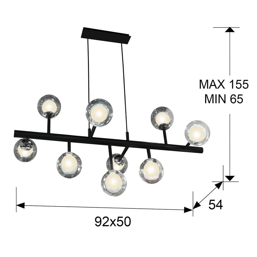 Schuller Altais Lámpara de techo colgante 9 luces negro y cromo dimable 345509D