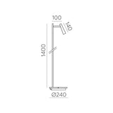 ACB Panau Lámpara de pie níquel Satinado LED + LED Dos interruptores, orientable H36600NS