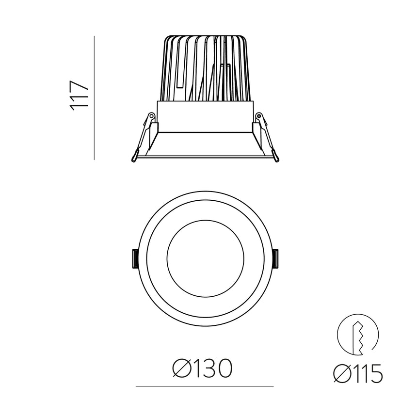 ACB Kidal Empotrable 3771/13 Blanco texturado, LED COB 20W 3000K 1830lm, CRI90 I IP44/IP20, LED integrado E3771300B