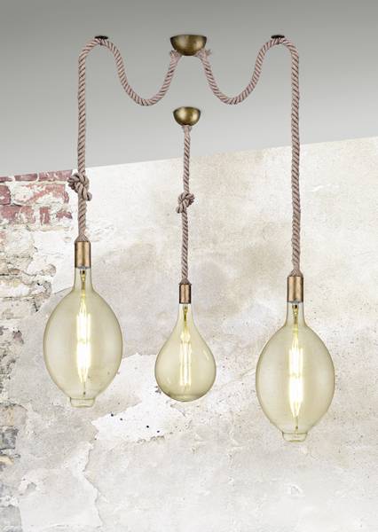 Trio ROPE 310100204 Colgante 2 luces Vintage cuerda bronce viejo