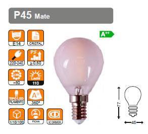 RSR Bombilla LED P45 Mate 5W, E14 Regulable Dimmable