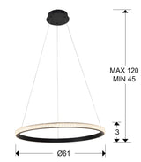 Schuller Ring Lámpara de techo colgante de 1 aro negro 717526