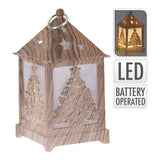 Elektro3 navidad Farol LED Tallado Madera 6,5X6,5X12Cm 72059