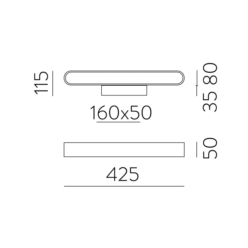 ACB Gala Aplique 16/3189-43 Negro Texturado, LED 20W 2430lm, CRI90 , LED integrado, Kelvin 2700K-3000K Slide Switch A3189070N