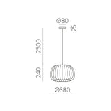 ACB Mirta Lámpara de techo colgante 3055/38 Piedra, Kit Negro Text., LED E27 15W, C3055082PIN