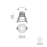 ACB Move Empotrable 3984/6 Circular Blanco Texturado, LED COB 5W 2700K 380lm, CRI90 I IP44/IP20, LED integrado E3984090B