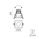 ACB Move Empotrable 3984/8 Cuadrado Negro Texturado, LED COB 12W 3000K 1260lm, CRI90 I IP44/IP20, LED integrado E3984101N