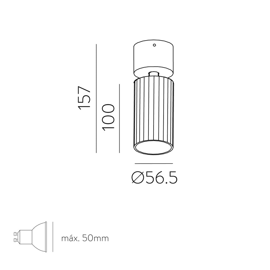 ACB Modrian Foco 3951/10 Negro/Oro Técnico, LED GU10 8W, , Orientable P3951180O