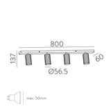 ACB Modrian Plafón 3951/R4 Oro Técnico/Negro, LED GU10 4x8W, , Orientable P3951480O