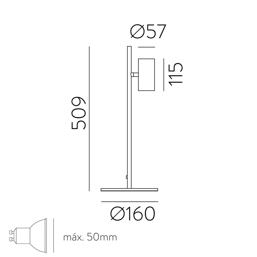 ACB Gina Sobremesa 3874 Negro Texturado, LED GU10 8W, I, Orientable S3874080N