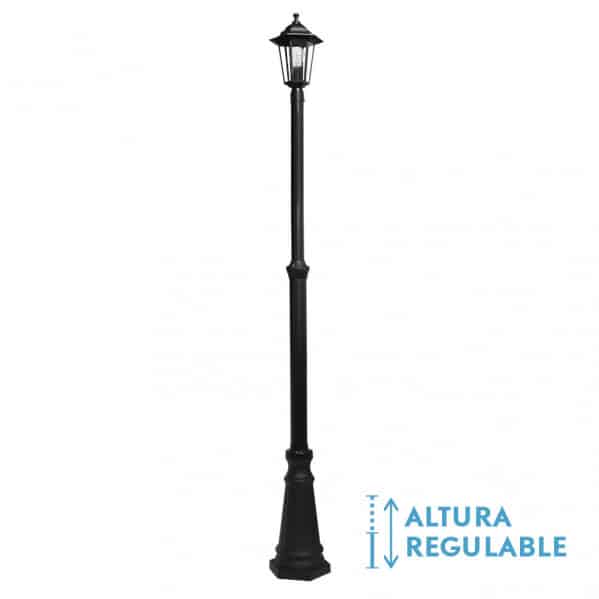 Fabrilamp Auriga Farola Exterior Aluminio 1xe27 Negro Ip44 220x20x20 Cm  Regulable En Altura 149141009