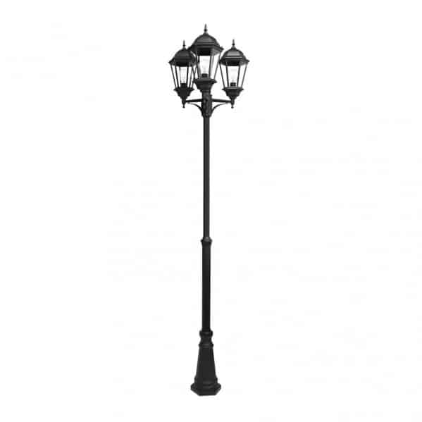 Fabrilamp Regulus Farola Exterior aluminio 3xe27 negro 230x60x60cm regulable en altura Ip44 149743009