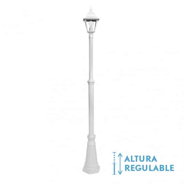 Fabrilamp Spica Farola Exterior Aluminio 1xe27 Blanco Ip44 220x20x20 Cm Regulable En Altura 149241001