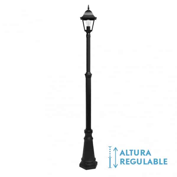 Fabrilamp Spica Farola Exterior Aluminio 1xe27 Negro Ip44 220x20x20 Cm  Regulable En Altura 149241009