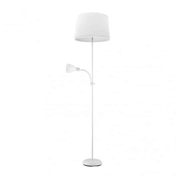 Fabrilamp Rilon Pie De Salon 1xe27+1xe14 C/lector Blanco  Pantalla Blanca 175,5x40x40 Cm 175242001