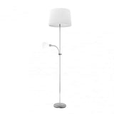 Fabrilamp Rilon Pie De Salon 1xe27+1xe14 C/lector Plata  Pantalla Blanca 175,5x40x40 Cm 175242010