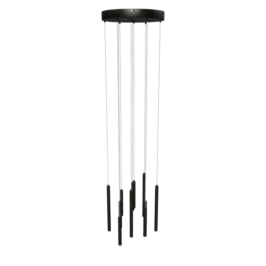 Trio Tubular Lámpara colgante LED de metal estera negra 321691132