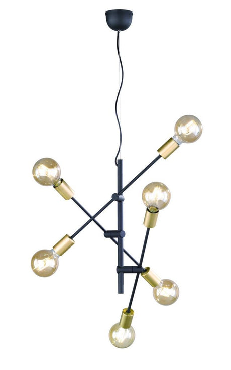 Trio Cross 306700632 Colgante 6 luces negro mate-oro