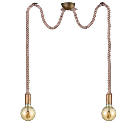 Trio ROPE 310100204 Colgante 2 luces Vintage cuerda bronce viejo