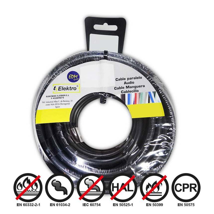 Elektro3 CARRETE CABLECILLO FLEXIBLE 2,5MM NEGRO 50M LIBRE-HALOGENO 8425998284768