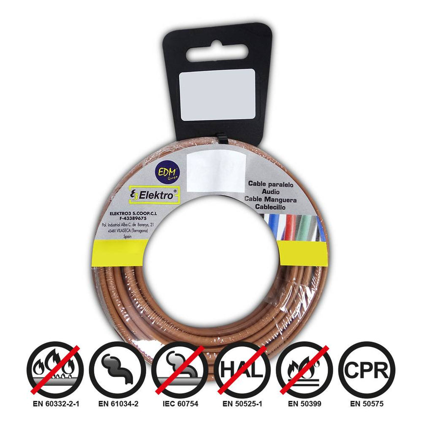 Elektro3 CARRETE CABLECILLO FLEXIBLE 2,5MM MARRON 50M LIBRE-HALOGENO 8425998284775